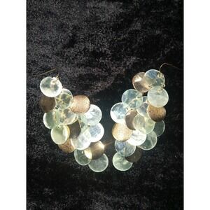 Light‎ Green & Bronz Dangling Shell Earrings